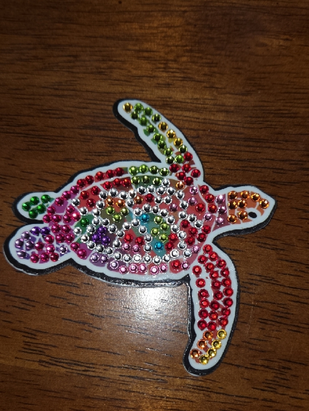 Handmade Colorful Bejeweled Sea Turtle Magnet - Picture 3 of 4